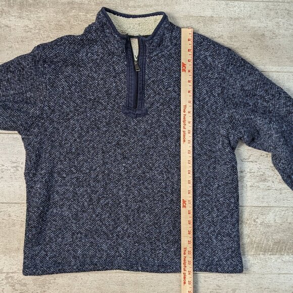 Orvis 1/4 Zip Sherpa Lined Sweater Men's Medium Blue Long Sleeve High Neck - Picture 3 of 6